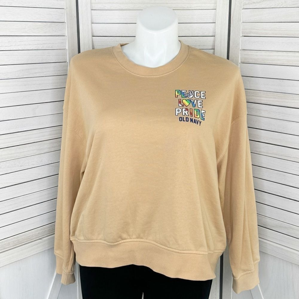 Old Navy Peace Love Pride Crewneck Sweatshirt Peach Tan XXL Plus Size